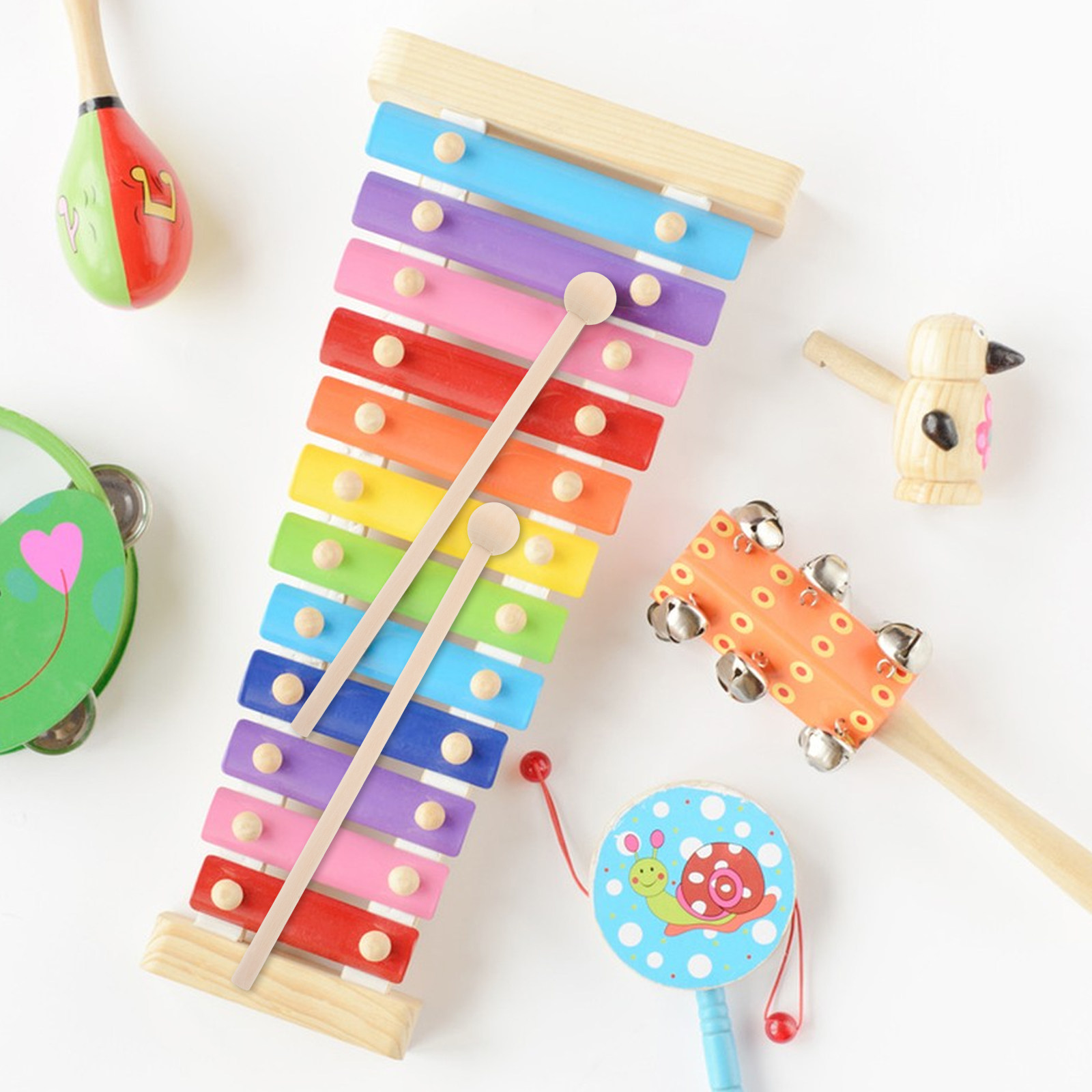 10Pcs Child-Sized Wooden Malle - Musical Instrument Mallet 评论和价格