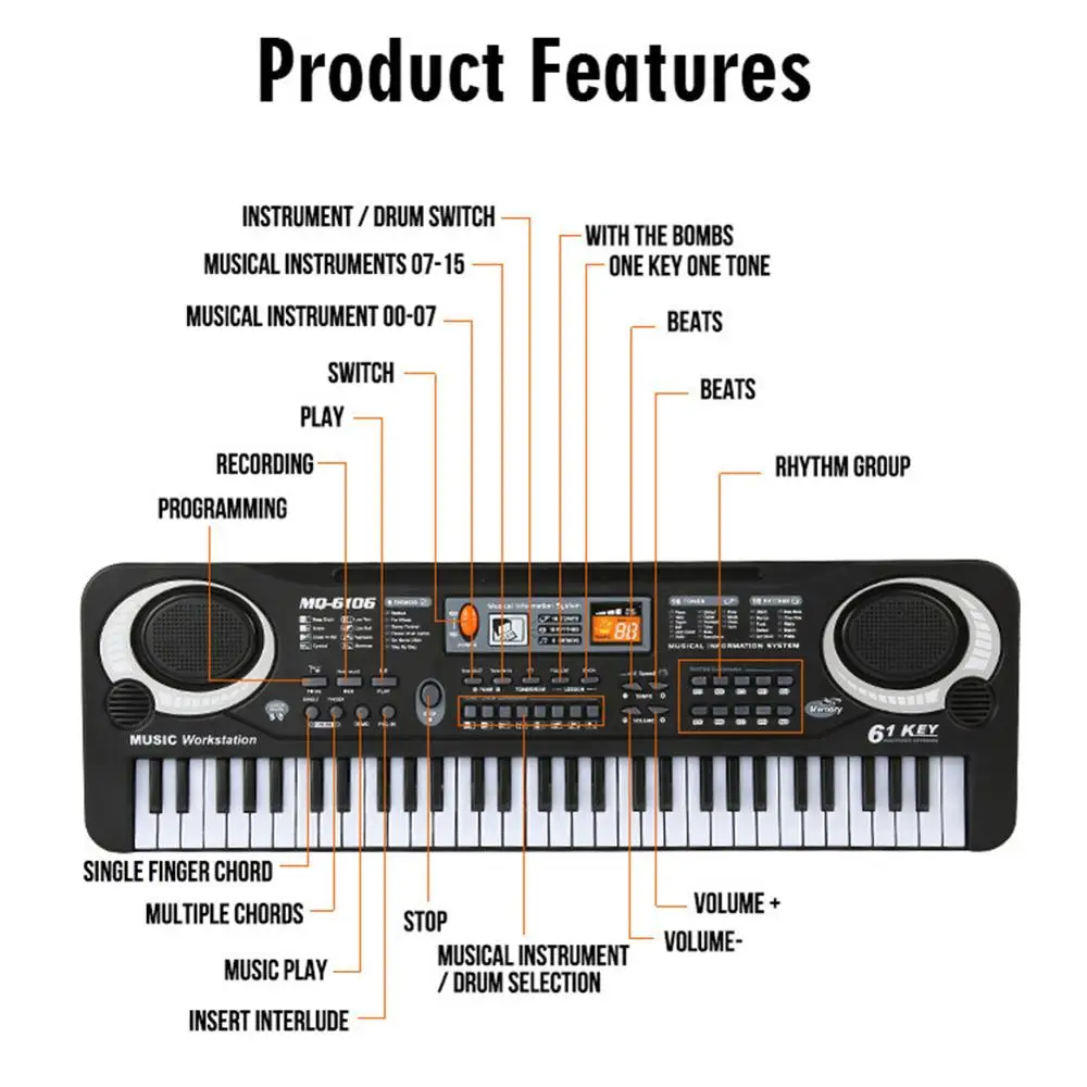 Kids Electronic Piano Keyboard - Musical Instruments Names 评论和价格